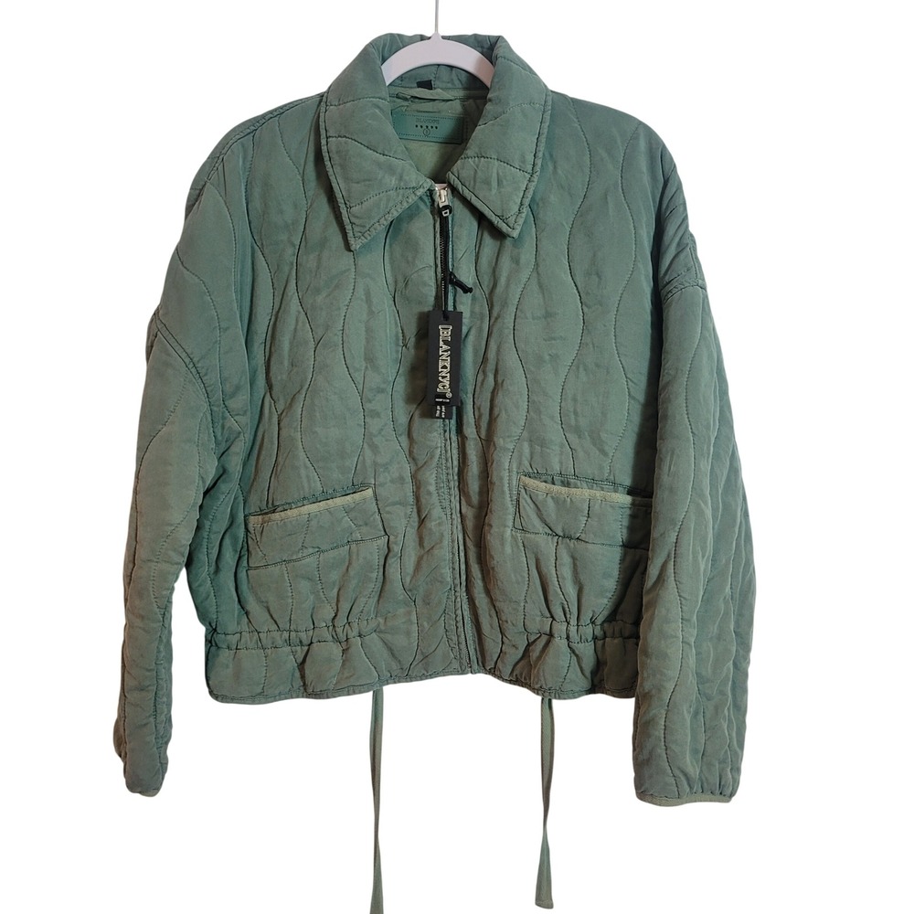 BlankNYC  Rumors Travel Drop Shoulder Green Quilted‎ Bomber Jacket Womens S NEW